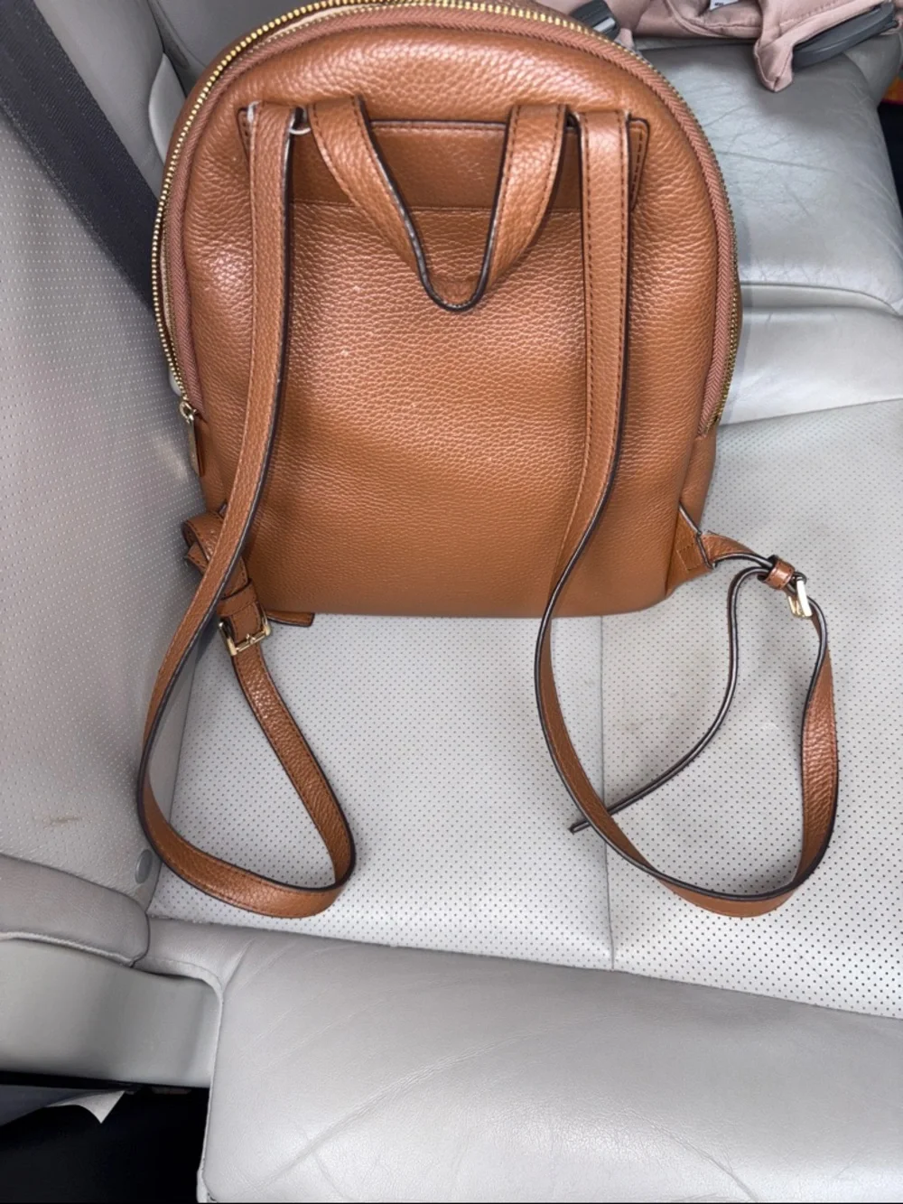 Michael Kors Cognac Pebbled Leather Mini Backpack - Picture 2 of 8